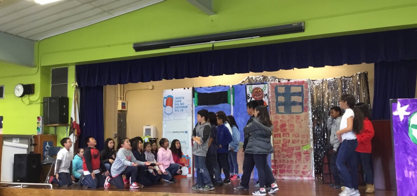 Mr. Won&rsquo;s class in staging rehearsals for Hurry Freedom.
