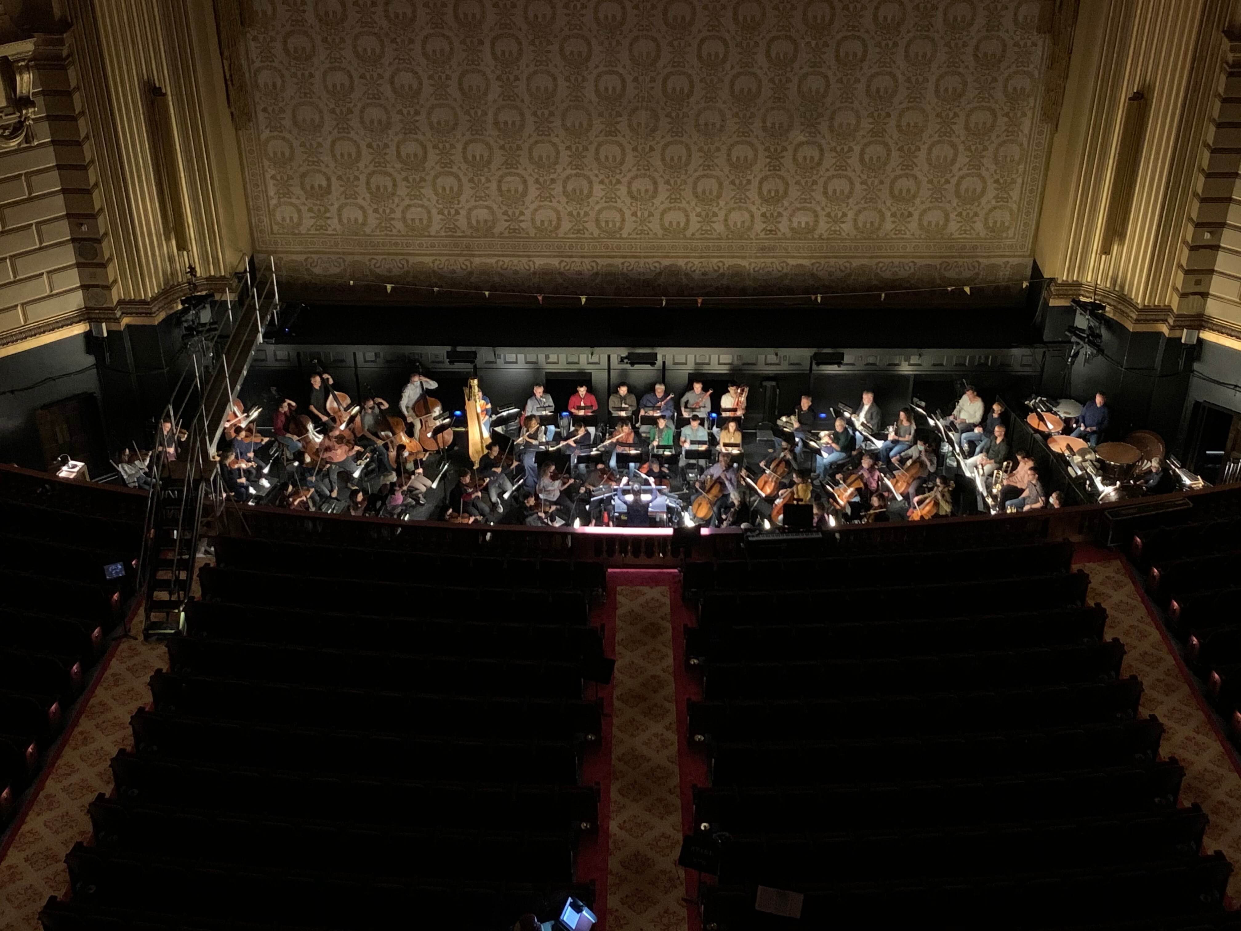The Orchestra back in the pit for their first rehearsal with Eun Sun Kim.