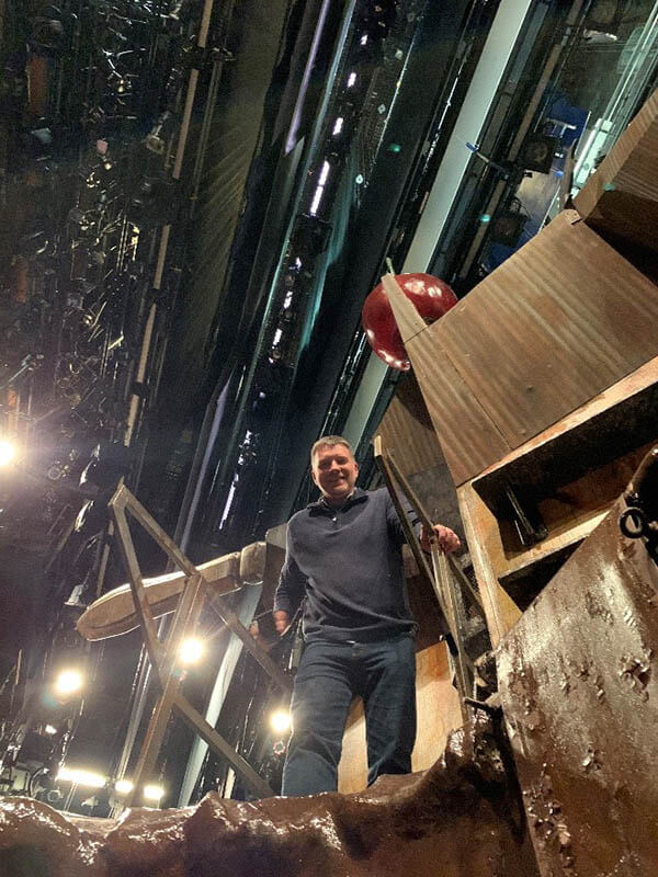 Erik Walstad, our Technical & Safety Director, atop the chocolate pot &ndash; read on down to see from where I was taking the photo!