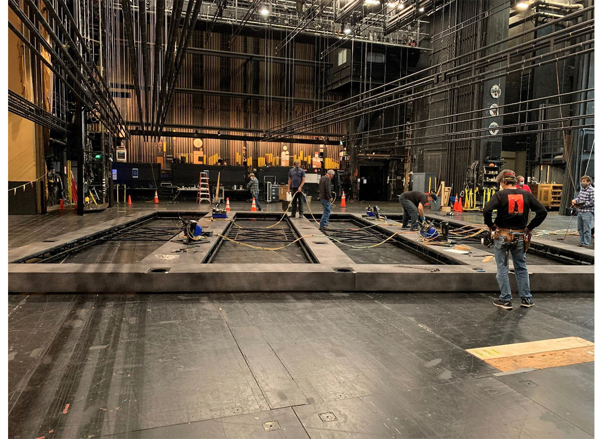 Work happening on the Opera House stage