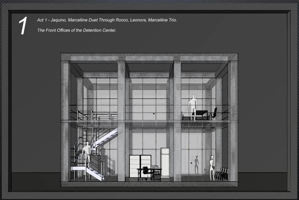 The initial design sketch for the &ldquo;front office&rdquo; of the prison