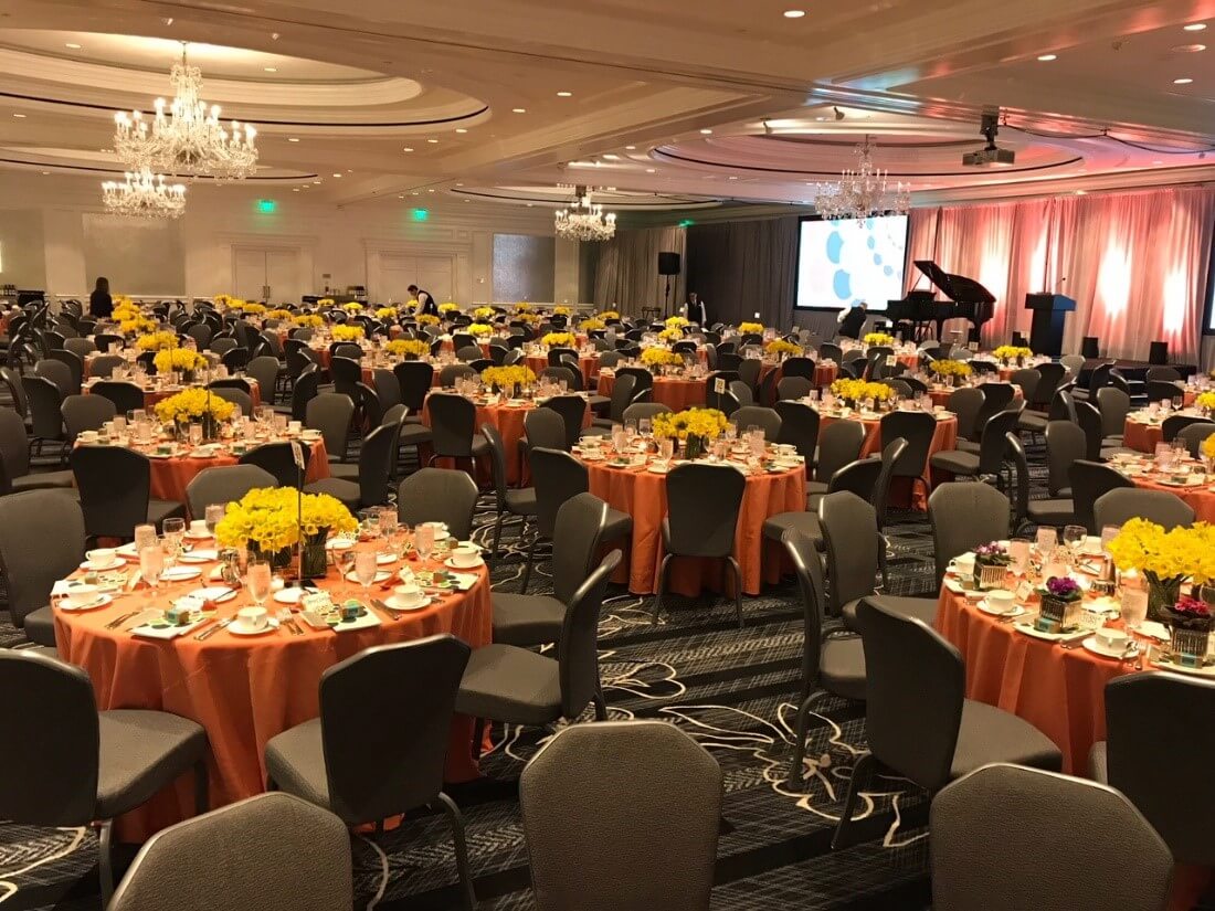 Exquisite floral arrangements adorn the tables as far as the eye can see!