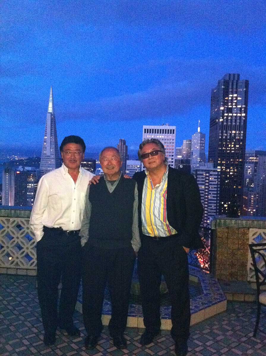 Shinji Eshima (right) with his brother plastic surgeon Dr. Issa Eshima (left) and father architect Takane Eshima (center).
