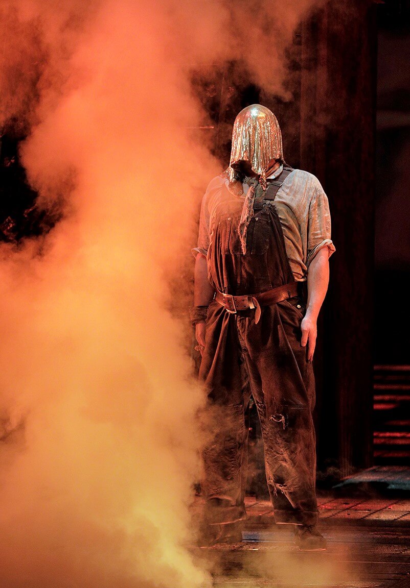 Alberich preparing to disappear in Rheingold.