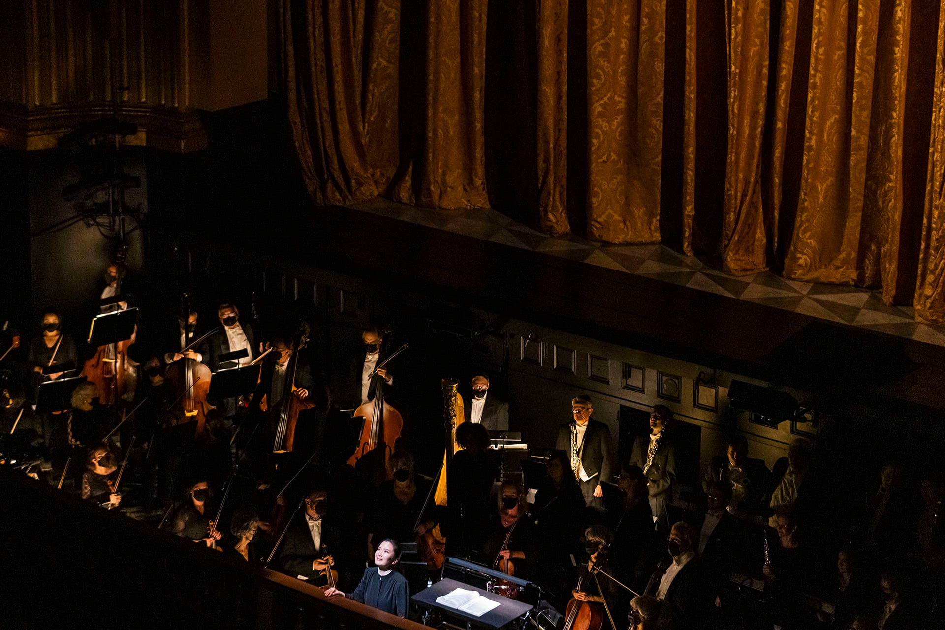 Eun Sun Kim taking the applause of an ecstatic house at our first performance back on August 21. (Photo credit Drew Altizer)