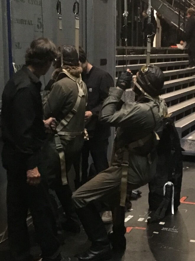 Two of our flying Valkyries are strapped into their harnesses.