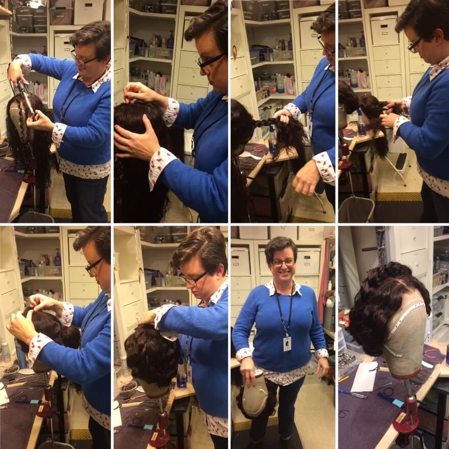 Jeanna Parham styles J&rsquo;Nai Bridges&rsquo; wig for Girls of the Golden West, finally performing the &lsquo;dance test&rsquo; before the wig is completed!