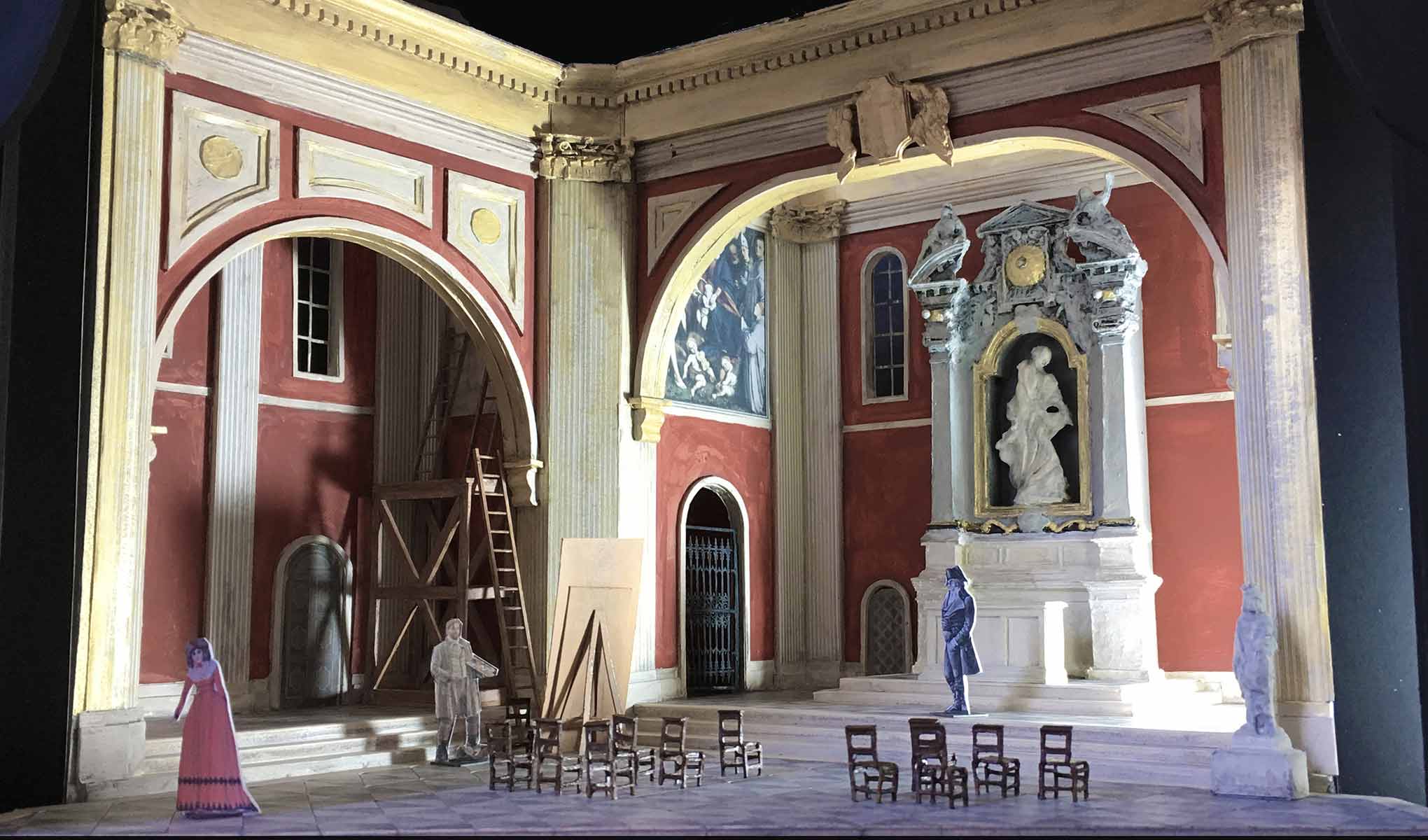 The model design for San Francisco Opera&rsquo;s new Tosca, Act I.